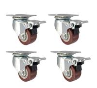 Heavy Duty Polyurethane Trolley Wheels with Brake Silent 1.5" Caster Wheels for DIY Projects 4 Pack Casters for Smooth Mobility and Stability