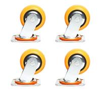 Heavy-Duty Polyurethane Universal Belt Brake Wheel 4 Inch 5 Inch 6 Inch Mute Wheel Flat Wheel Push Wheel Wheel Castors Casters(4 Swivel Casters,8in)
