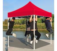 Heavy Duty Pop Up Canopy Tent 2x2m to 3x4.5m, Adjustable Height, 500kg Capacity, UV Protection, Portable Folding Shelter for Market, BBQ, Outdoor Events - Red