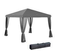 Outsunny 3 x 3m Pop Up Gazebo, 420D Garden Tent Canopy with Removable Mesh Sidewall Netting, Carry Bag for Garden Patio Outdoor, Light Grey Grey