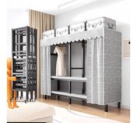Heavy-Duty Portable Clothes Rack nizer, Rolling Garment Stand with Lid, Foldable Metal Clothing Storage, Free-Standing Coat Rack, 20.4in Width (180cm/7ft)