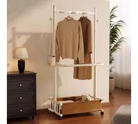Heavy Duty Portable Clothes Rack on Wheels White Garment Rail for Bedroom 80x40x175cm Sturdy Clothing Stand with Hanging Rails Perfect for nizing and Displaying Clothes