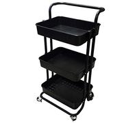 Heavy-Duty Portable Hand Truck Cart - Multifunctional Service Trolley for Kitchen & Bar Carbon Steel Support Easy to Move 42x35x87cm (Black)