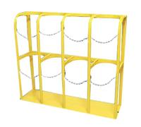 Heavy-Duty Portable Oxygen Tank Shelf - Floor Mount Storage Rack for 1-4 Gas Cylinders - Includes Screws & Safety Chain - Durable Yellow Design (115x30x100cm)