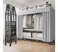 Heavy-Duty Portable Wardrobe 2000lb Capacity Sturdy All-Steel Design Thickened Frame 80in Height with Hanging Rods Simple Cloth Storage Solution - Hazy Gray