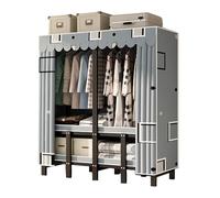 Heavy Duty Portable Wardrobe Closet For Hanging Clothing With Cover, Clothes Rack With Gauze Curtain, Covered Clothing Coat Storage Organizer(F,151cm/59.4inch)