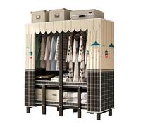 Heavy Duty Portable Wardrobe Closet For Hanging Clothing With Cover, Clothes Rack With Gauze Curtain, Covered Clothing Coat Storage Organizer(C,151cm/59.4inch)