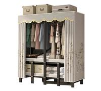 Heavy Duty Portable Wardrobe Closet For Hanging Clothing With Cover, Clothes Rack With Gauze Curtain, Covered Clothing Coat Storage Organizer(D,151cm/59.4inch)