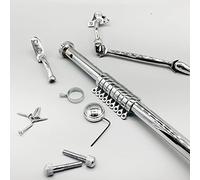 Heavy Duty Portiere Rod Solid for Doors - 42 Inches Long for Curtains - 42 Inches Long for Satin Curtains Easy to Install With Pre Drilled Holes for Your Lounge or Room Easy to Raise Curtain (Chrome)