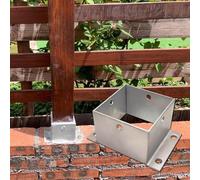 Heavy Duty Post Holder Bracket, Stainless Steel Wood Deck Fence Base with Standoff & Spike Screws for Outdoor Garden Column, Square Ground Anchor Kits (120x120 mm)