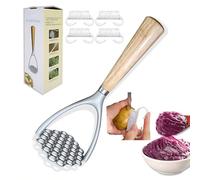 Heavy Duty Potato Masher, Aluminum Alloy Handheld Potato Masher, Kitchen Tool/Food Masher with Non-Slip Wooden Handle, Perfect for Mashed Potato