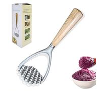 Heavy Duty Potato Masher, Hand Potato Masher Aluminum Alloy Kitchen Tool/Food Masher with Non-slip Wood Handle, Perfect for Mashing Root Vegetables, Beans, Avocados, Fruits, Meat and Nuts