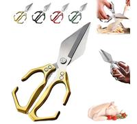 Heavy Duty Poultry Shears, Kitchen Shears with Non-Slip Handle, All Purpose Sharp Cooking Scissors Dishwasher Safe Stainless Steel for Chicken Bones, Meat Cutting, Turkey, Fish, Vegetables (Golden)