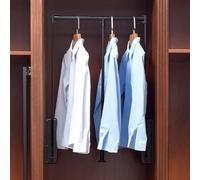 Heavy Duty Pull Down Closet Rod - Adjustable Retractable Wardrobe Rail Organizer System For Space-saving And Easy Access Brown 450 to 600mm