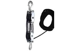 Heavy Duty Pulley Hoist System - 2200 lbs Breaking Strength, 1100 lbs Load Capacity, 49.2FT Rope, 6:1 Mechanical Advantage for Efficient Lifting & Hoisting