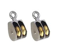 Heavy Duty Pulley Roller, 52mm Double Pulley Wheel Block Zinc Alloy Wire Towing Wheels for Indoor Outdoor Rope, Washing Line Pulleys (Pack of 2)