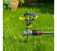Heavy Duty Pulsating Impact Garden Lawn Sprinkler Metal Spike Coverage Area 24m²