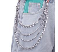 Heavy Duty Punk Chains for Pants, Multi-layer Gothic Hip Hop Accessories with Durable Clasps, Unisex Metal Belt Chain for Wallet, Keys & Streetwear Fashion