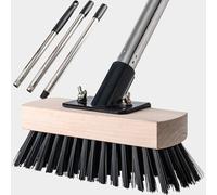 Heavy Duty Push Broom Stiff Bristle Broom Brush with Solid Wood Broom Head Indoor outdoor Floor Scrubber Brushes for Bathroom Bathtub Tile Floor Patio Swimming Pool