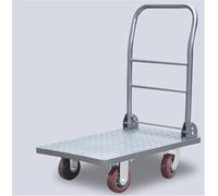 Heavy-Duty Push Cart Dolly - Foldable Flatbed Trolley with 360° Swivel Wheels Metal Hand Truck for Warehouse Use 440lb Load Capacity 73x45cm Platform