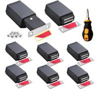 Heavy Duty Push to Open Cabinet Hardware 8Pack + Screwdriver CBRIVE® Magnetic Push Latches & Lock for Hidden Door Touch Catch Magnet Push Release Drawer Pull Tip on Closet Close Strong Pop Out, Black