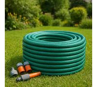 Heavy-Duty PVC Garden Hose Pipe with Spray Nozzle & Universal Fittings - Available in 15m, 20m, 30m, and 50m Lengths - Durable, Weatherproof, Anti-Twist Watering Hose for All Seasons (10 Meters)