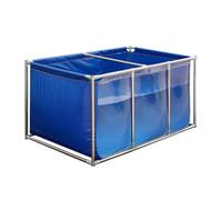 Heavy-Duty PVC Koi Pond Tank with Clear View Window & Drain Valve, Steel-Frame Above Ground Aquarium for Fish Breeding/Garden Display (Easy Assembly)(Blue,150x150x90cm)