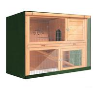 Heavy Duty Rabbit Hutch Cover Double Decker Design 210d Oxford Material Rain Wind Proof With Ventilation For 48x20x41 Inch Cage Grey(green)