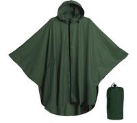 Heavy Duty Rain Poncho for Backpacking, Waterproof Lightweight for Adults, Military, Emergency, Camping, Men, Women, Round-olive Green, One size