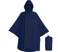 Heavy Duty Rain Poncho for Backpacking Waterproof Lightweight for Adults Military Emergency camping Men Women Adult-Round-Navy Blue