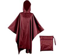 Heavy Duty Rain Poncho for Backpacking, Waterproof Lightweight for Adults, Military, Emergency, Camping, Men, Women (Adult-Square-Wine Red)