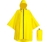 Heavy Duty Rain Poncho for Backpacking, Waterproof Lightweight for Adults, Military, Emergency, Camping, Men, Women, Yellow, One size