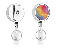 Heavy Duty Rainbow Badge Reel with 360° Swivel Alligator Clip & 24" Retractable Nylon Cord Lightweight Name Badge Holder for Nurse Teacher Office Worker Id Card Decor