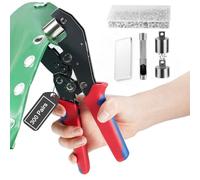 Heavy Duty Ratchet Grommet Tool Kit w/ 300 Pairs 12mm Chrome-Plated Grommet Kit, Amliber Interchangeable Head Grommet Press w/Silver Eyelets and Grommets for Fabric, Tarp, Leather