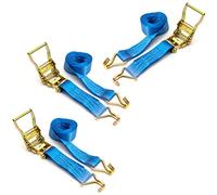 Heavy Duty Ratchet Straps 3m x 50mm Tie Down Secure Lashing Strapping Fastening Cargo 2000kg Lorrys Lorries Trucks X3 Peices
