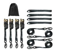 Heavy Duty Ratchet Straps, Pack of 4, 25mm x 4.8m Heavy Duty Ratchet Tie Down Straps, 800 KG Break Strength, Motorcycle Strap Tie Downs, Cargo Cam Buckles, Rubber Handles, with Carry Bag