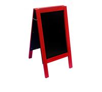 Heavy Duty RED A Frame Chalkboard/Blackboard. Fitted with Tough Melamine™ Hard Plastic, Non Porous Panels - Easy to Clean. 80cm x 40cm for Chalk Markers and Chalk. Double Sided Sign.