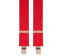 Heavy Duty Red Scarlet Trouser Braces Plain Mens Suspenders