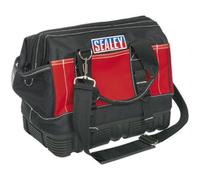 Heavy-Duty Red Tool Bag With Rubber Base And Multiple Pockets