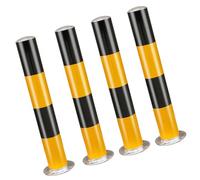 Heavy-Duty Reflective Parking Bollards - 7.5 x 75 cm Steel Security Posts for Driveway Entrance Protection, Set of 4, Durable Traffic Safety Barriers, Yellow