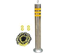 Heavy Duty Reflective Stainless Steel Parking Bollards - Durable 800x89mm Driveway Barriers & Road Barricade Columns for Enhanced Safety and Security (Silver)