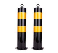 Heavy Duty Reflective Steel Driveway Bollard Posts - 4.5" Parking Barriers with Hooks, 2 Pack (41.3in) | Traffic Control & Security Solutions for Driveways
