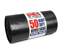 Heavy Duty Refuse Sacks 50/100 Pack Black 75L Bin Bags 72 x 85cm Strong Kitchen Bin Liners Leak Resistant Waste Bags for Home Office Garden Use (50 PCS)