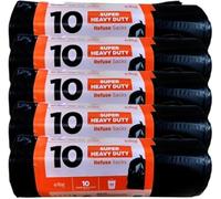 Heavy Duty Refuse Sacks - Extra Large, 100L Capacity, Tear-Resistant Black Bin Bags for Heavy Waste Disposal100% Recycled, Water Resistant Rubble Sacks (Pack of 5)