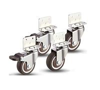 Heavy Duty Replacement Caster Wheels - 4-Piece Set, 50mm Rubber Furniture Casters with Dual Bearings, Silent Rolling, 2in & 1.5in with Brake for Easy Mobility