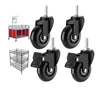 Heavy Duty Replacement Caster Wheels Set of 4-2.5" Industrial Rubber Swivel Casters (M8 x 25mm & M10 x 25mm) with 2 Brakes for Carts, Trolleys, and Furniture - & Smooth Rolling Black