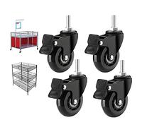 Heavy Duty Replacement Caster Wheels Set of 4 2.5" Rubber Swivel Casters with M8 x 25mm & M10 x 25mm Threads Ideal for Furniture & Industrial Carts (4 Braked Black)