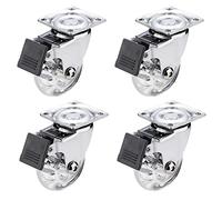 Heavy Duty Replacement Caster Wheels4 Pack Clear Swivel Furniture Casters with Mounting Plate & Ball Bearings Ø50mm Ideal for Trolleys & Movable Furniture (Brake Included)