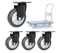Heavy Duty Replacement Casters 4 Pack 3" 4" 5" 6" Solid Rubber Wheel Moving Silent Shock Absorption Double Ball Bearing Plate Caster Wheel For Workbench Carts Furniture