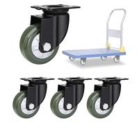 Heavy Duty Replacement Casters 4 Pack 3" 4" 5" 6" Solid Rubber Wheel Moving Silent Shock Absorption Double Ball Bearing Plate Caster Wheel For Workbench Carts Furniture